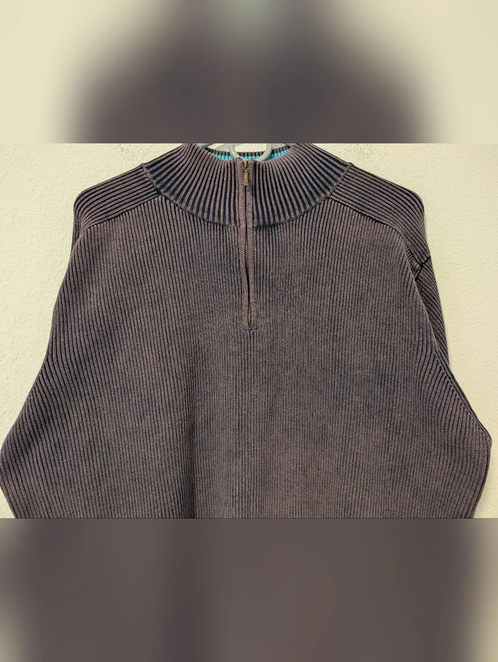 Levi's Vintage Men's Purple Ribbed Cotton Mock Neck Quarter Zip Sweater XL